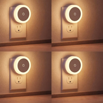 LED Baby Night Lights Plug into Wall [4 Pack] Light Sensors | LED Night Light for Kids Room, Bathroom Stair Lights, Hallway Light, Warm White