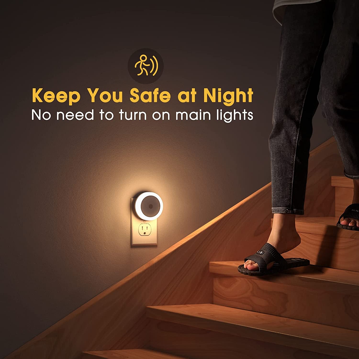 LED Baby Night Lights Plug into Wall [4 Pack] Light Sensors | LED Night Light for Kids Room, Bathroom Stair Lights, Hallway Light, Warm White