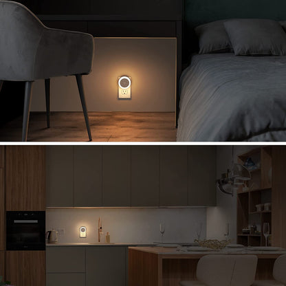 LED Baby Night Lights Plug into Wall [4 Pack] Light Sensors | LED Night Light for Kids Room, Bathroom Stair Lights, Hallway Light, Warm White