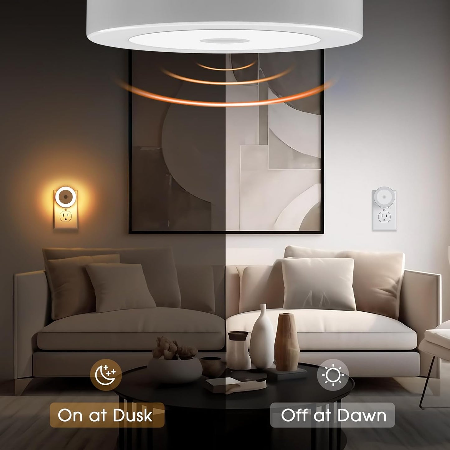 LED Baby Night Lights Plug into Wall [4 Pack] Light Sensors | LED Night Light for Kids Room, Bathroom Stair Lights, Hallway Light, Warm White
