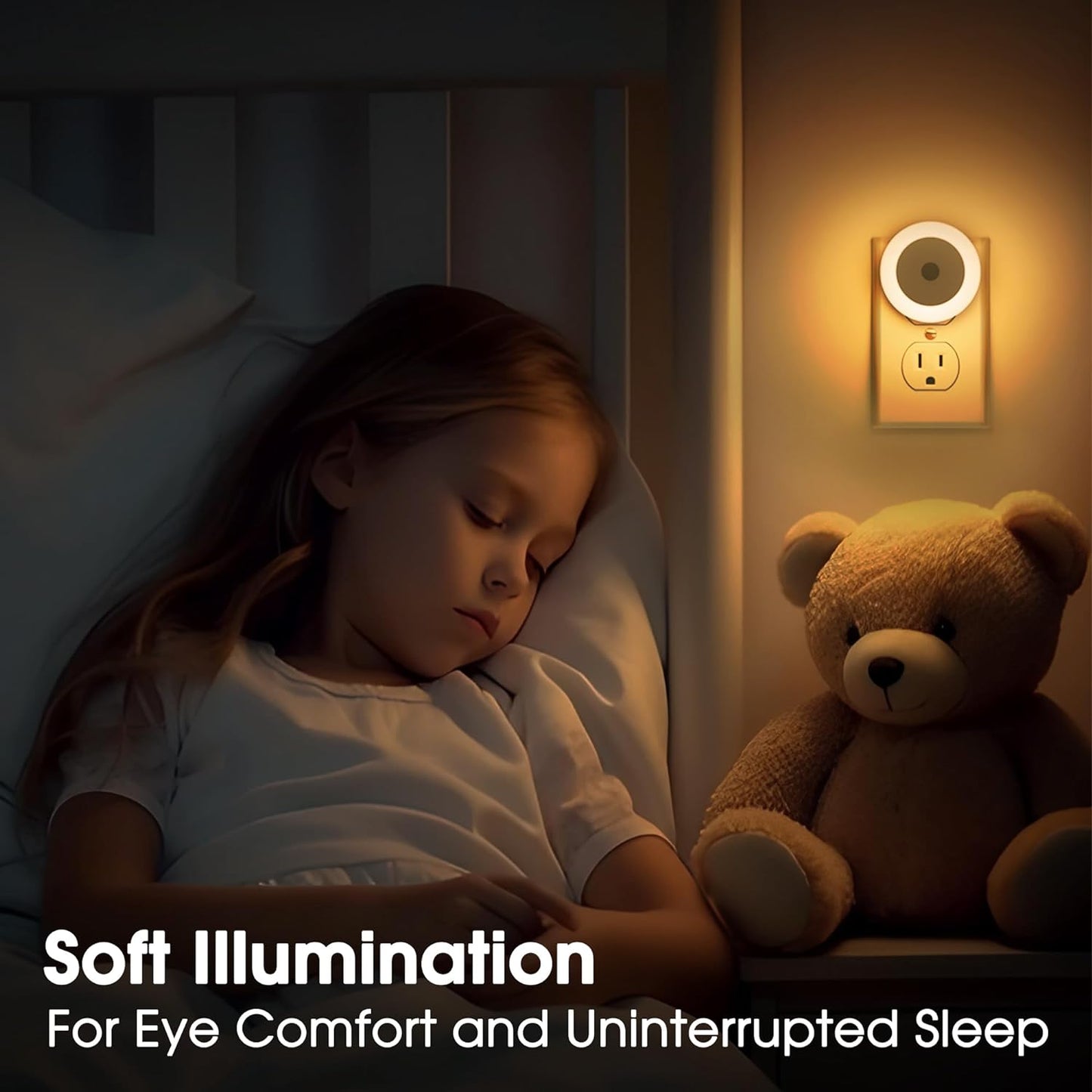 LED Baby Night Lights Plug into Wall [4 Pack] Light Sensors | LED Night Light for Kids Room, Bathroom Stair Lights, Hallway Light, Warm White