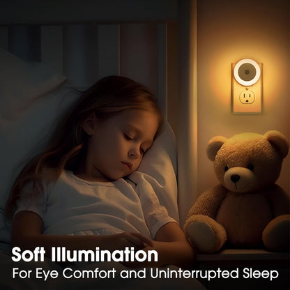 LED Baby Night Lights Plug into Wall [4 Pack] Light Sensors | LED Night Light for Kids Room, Bathroom Stair Lights, Hallway Light, Warm White